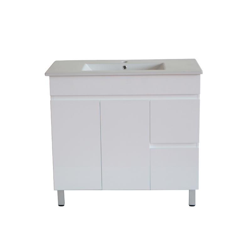 [50509] 900*350*710mm Freestangding Gloss White Slim PVC Vanity Cabinet Only Right Drawer