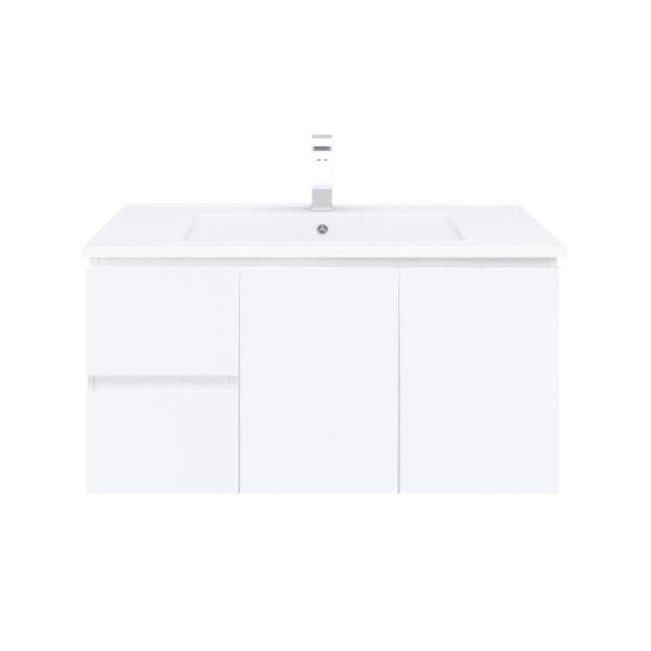 900*350*710mm Wall Hung Gloss White Vanity Cabinet Only Left Drawer