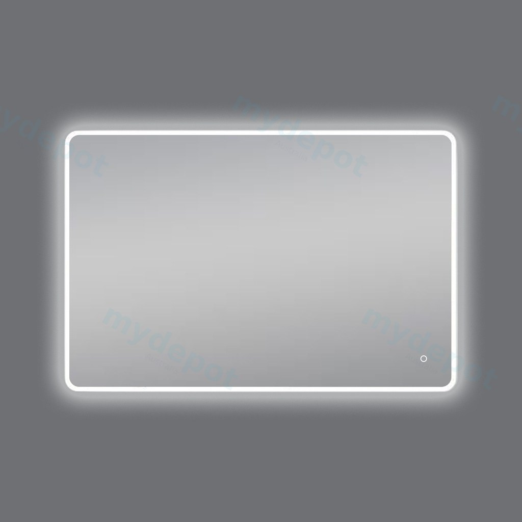 [41240] 900*750mm Curved Rim Rectangle 3 Color Lighting Acrylic LED Mirror Touch Sensor Switch Wall Mounted Vertical or Horizontal