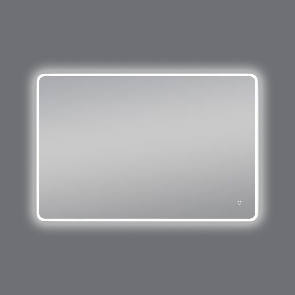 [41240] 900*750mm Curved Rim Rectangle 3 Color Lighting Acrylic LED Mirror Touch Sensor Switch Wall Mounted Vertical or Horizontal
