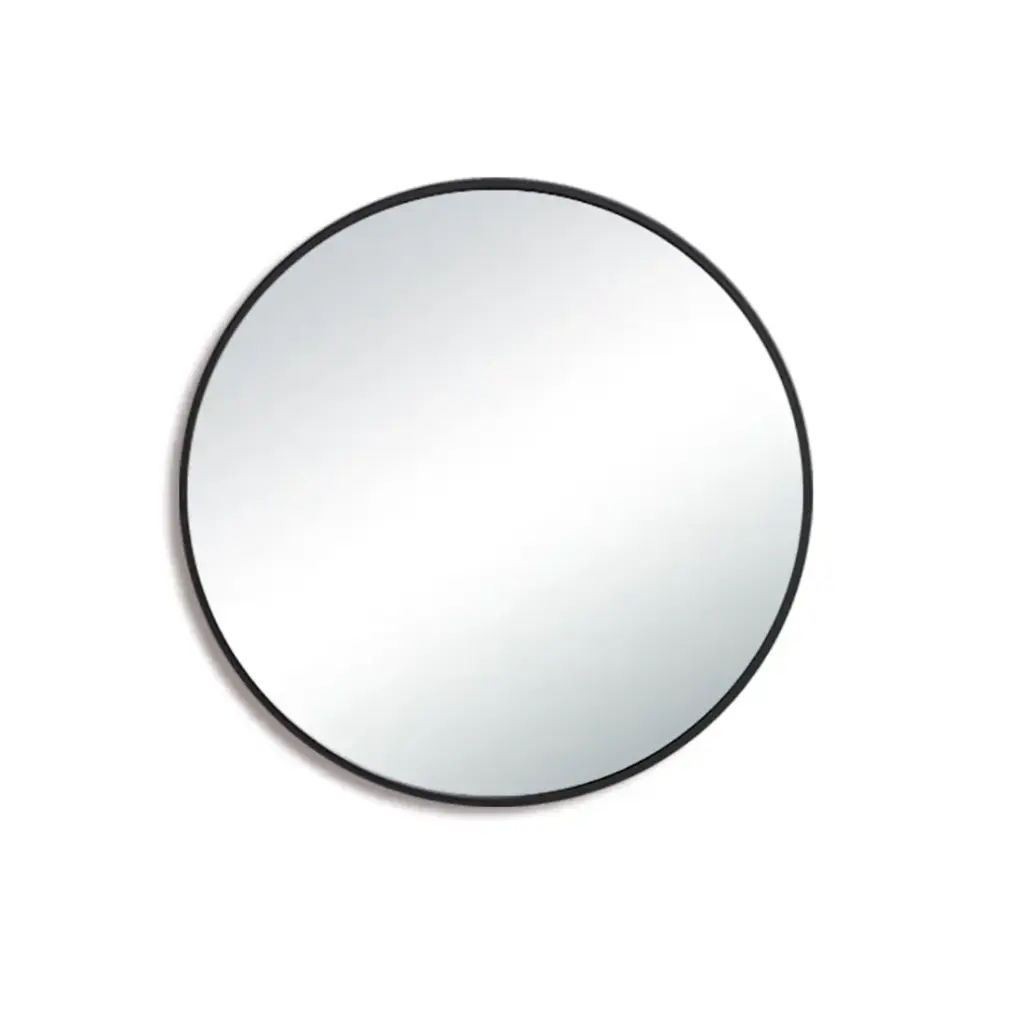 [85022/PM900MB] 900mm Pencil Edge Round Plain Mirror Matte Black Framed