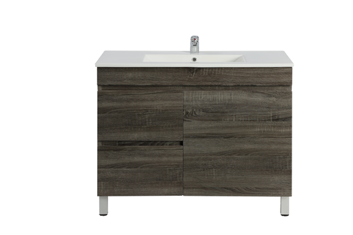 900mm Dark Grey MDF Freestanding Bathroom Vanity Cabinet Only Right Drawer PVC Vacuum Filmed
