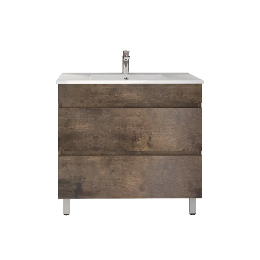 [93043/DO9046L] 900Lx830Hx450Dmm Dark Oak MDF Board with PVC Vacuum Filmed 2/DW Freestanding Vanity