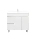 900mm Freestanding Bathroom Vanity Cabinet Only PVC Left Drawer Gloss White