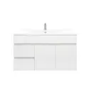 900mm Wall Hung Bathroom Vanity Cabinet PVC Left Drawer Gloss White
