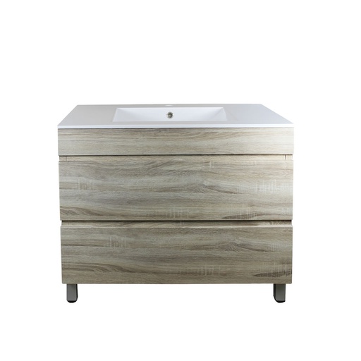 [93041/WO9046L] 900Lx830Hx450Dmm White Oak MDF Board with PVC Vacuum Filmed 2/DW Freestanding Vanity