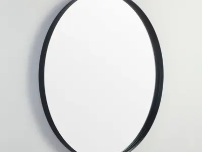 900X900X35mm Matte Black Orbis Frame Mirror