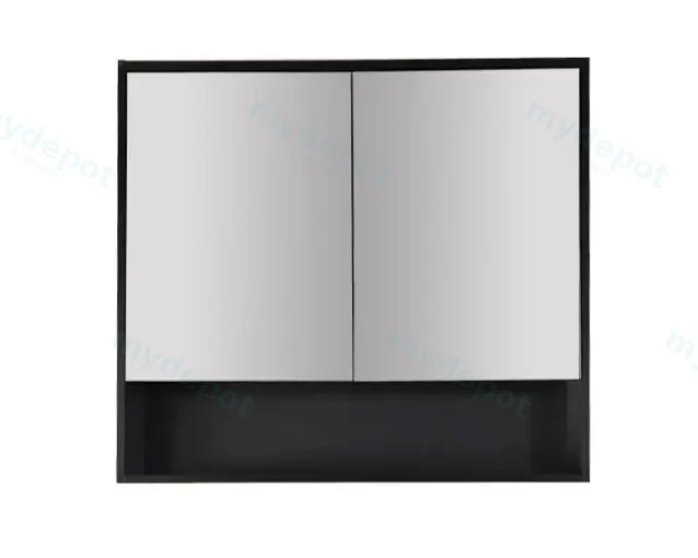 [50683] 900x150x780mm Hera Black Oak MDF Shaving Cabinet With Two Doors Two Fixed Shelves
