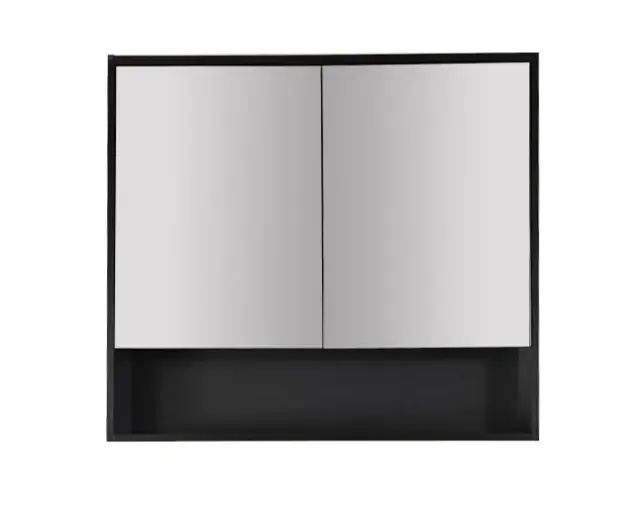 [50683] 900x150x780mm Hera Black Oak MDF Shaving Cabinet With Two Doors Two Fixed Shelves