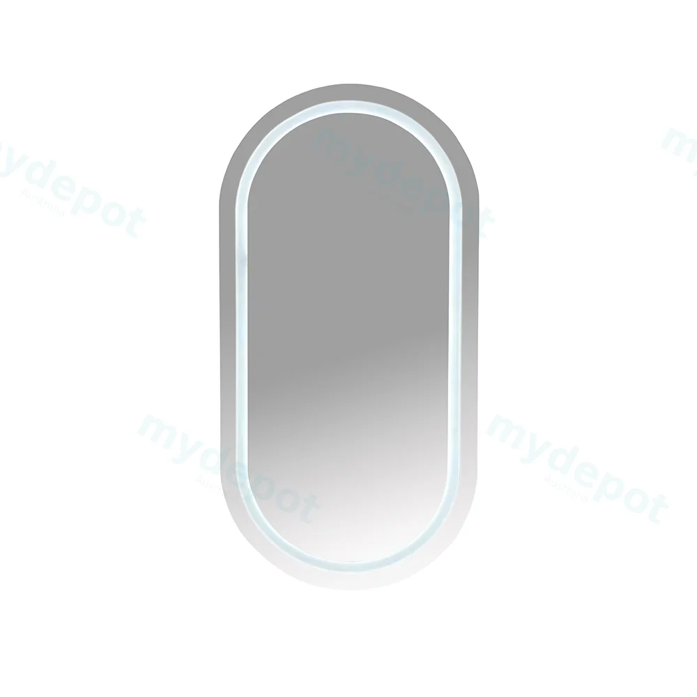 900x450x160mm Matt White Athena LED Oval PVC Shaving Cabinet Single Door