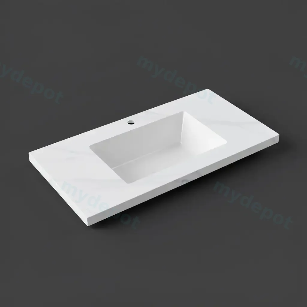 [56761] 900x460x190mm Carrara White Sintered Stone Seamlessjoined With Fine Ceramic Basin