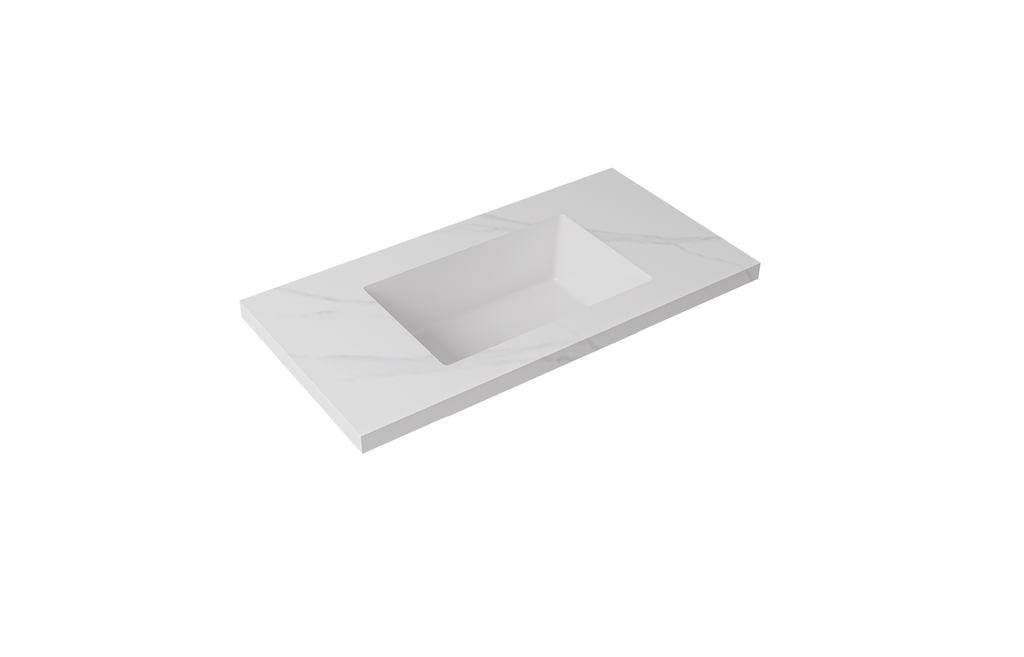[56768] 900x460x190mm Carrara White Sintered Stone Seamlessjoined With Fine Ceramic Basin Single Bowl No Tap Hole