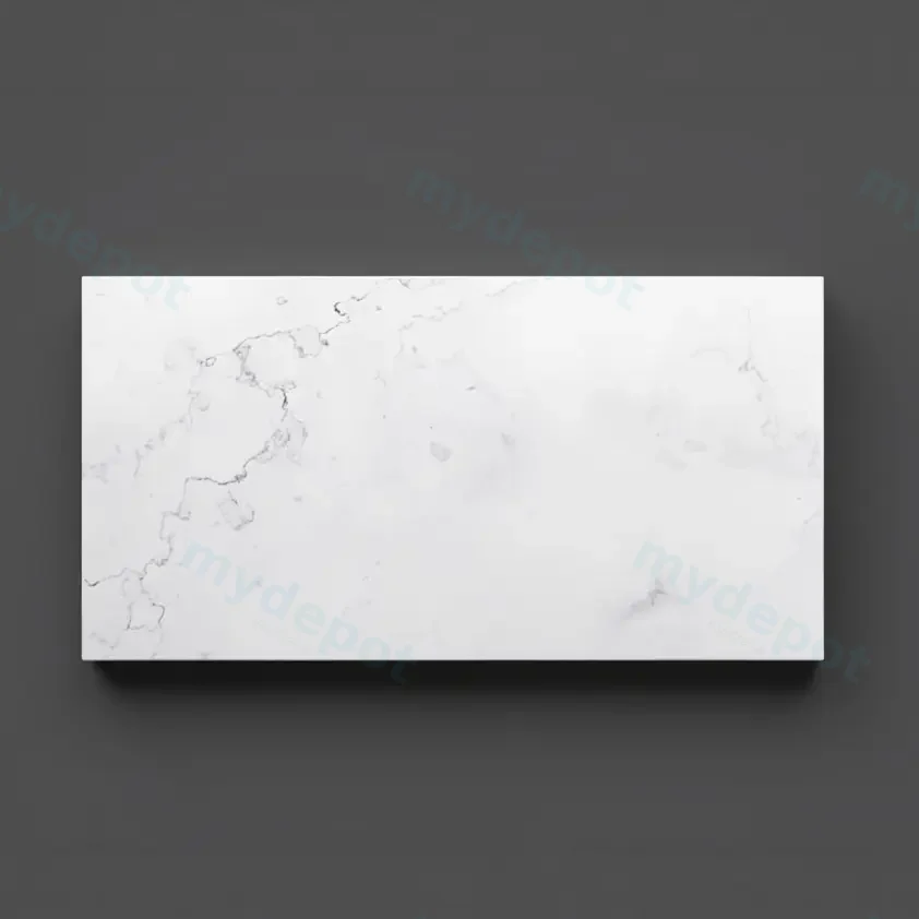 [90185/QZ9046ST] 900x465x20mm Quartz Stone Top Gloss White Marble Look Silica-Free Caesarstone Benchtop