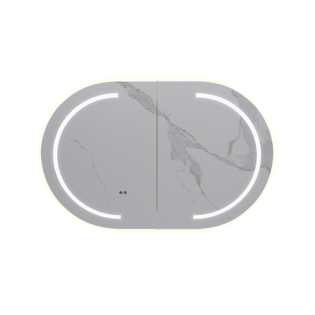 900mm Oval Matte White MDF Two Doors LED Shaving Cabinet