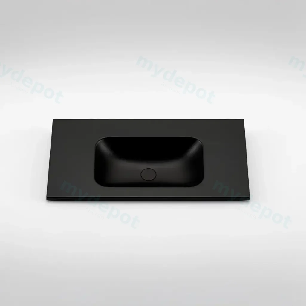 [56082] 905X465X145 Matte Black Chasey Solid Surface Stone Basin