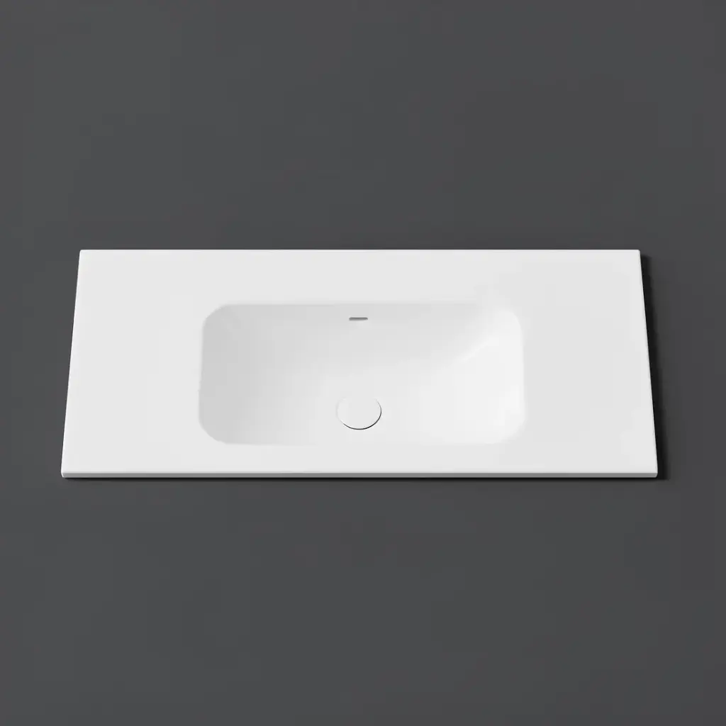 [56074] 905X465X145 Matte White Chasey Solid Surface Stone Basin