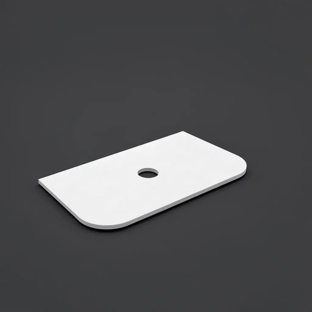 905X505X12mm Matte White Solid Surface Plain Slab Curve Stone Top