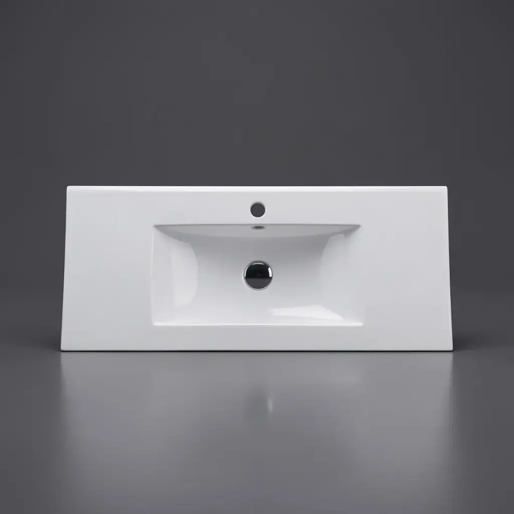 [50136] 910*370*190mm Gloss White Slim Ceramic Top With Mixer Hole