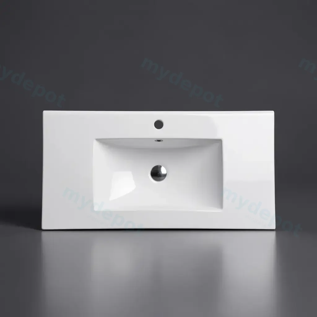910*470*180mm Gloss White Ceramic Top With Mixer Hole