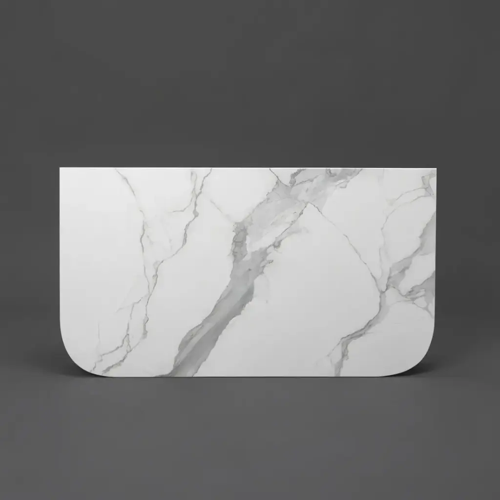 [90180/KC95ST-WM] 900mm White Marble Look Sintered Stone Top Matte Finish Rounded Corner Benchtop