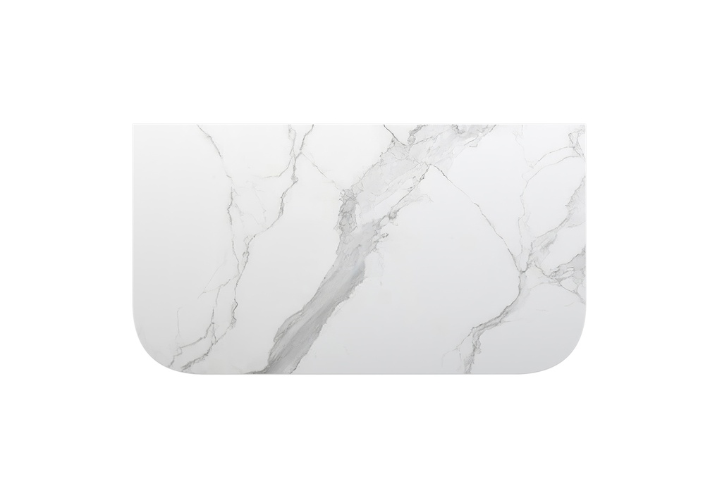 [90180/KC95ST-WM] 900mm White Marble Look Sintered Stone Top Matte Finish Rounded Corner Benchtop