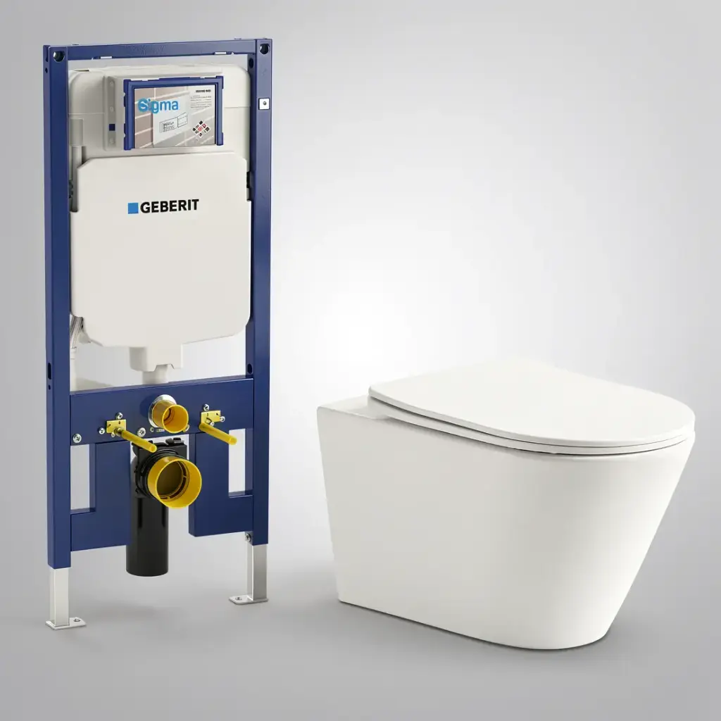 [56176] Agena Geberit Inwall Wall Hung Toilet Suite Agena Tonardo Rimless Flush Wall-Hung Pan