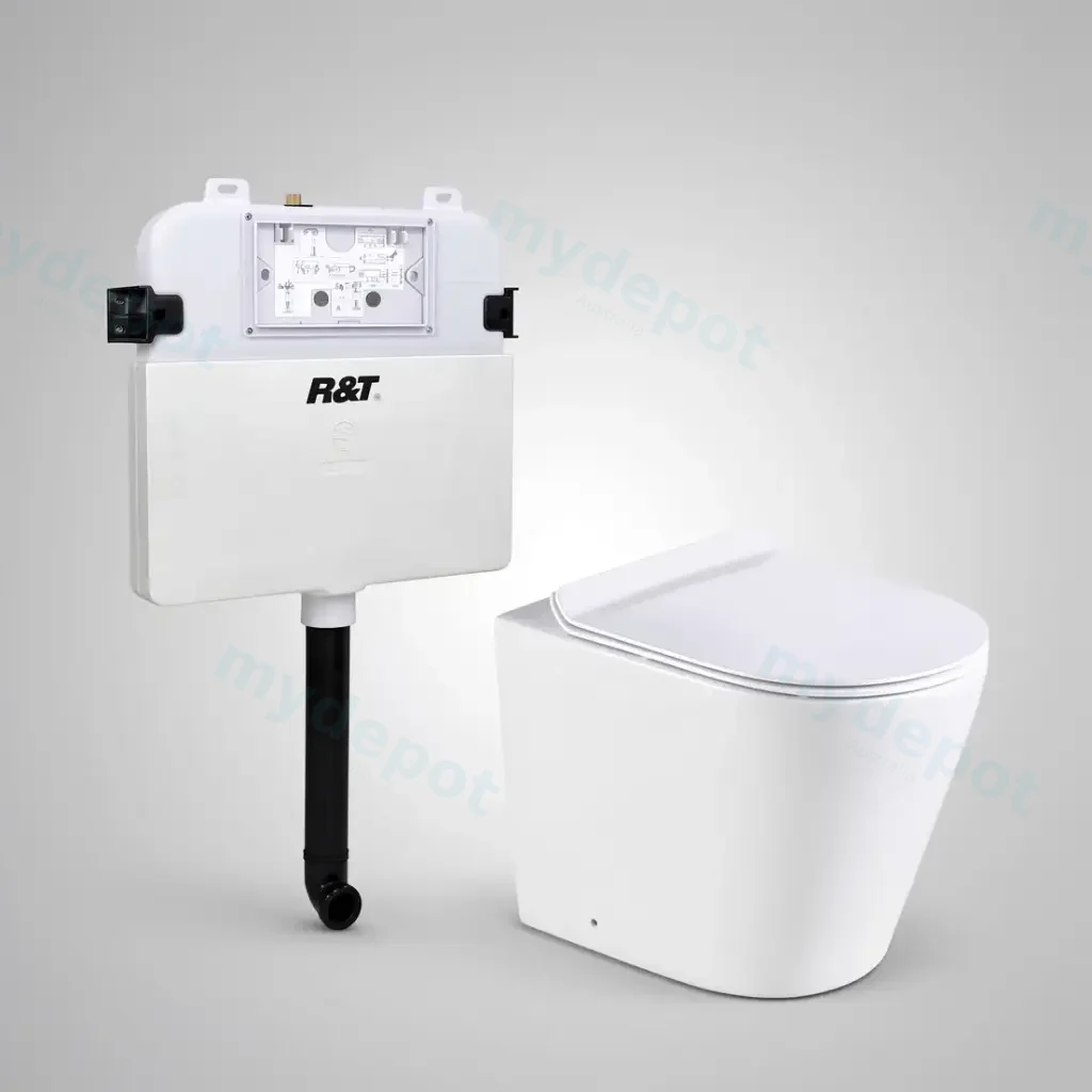 Agena R&T Inwall Floor Toilet Suite Pan:Gloss White Rimless Floor Pan