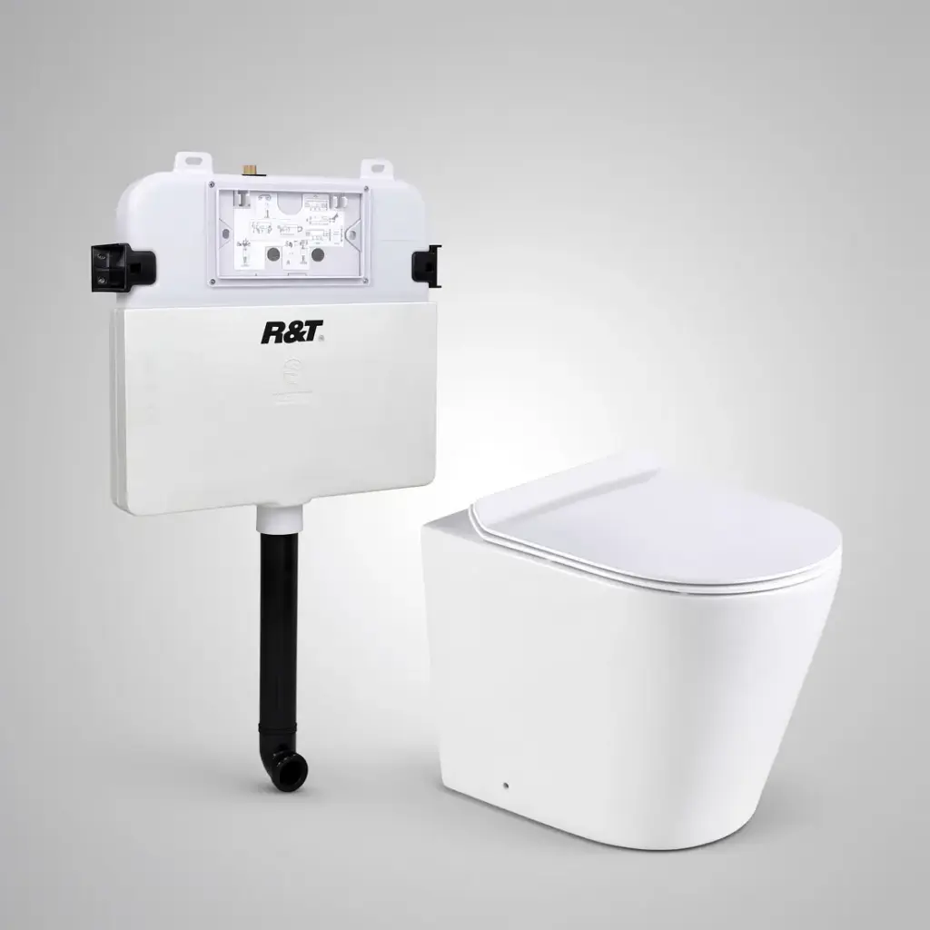 [56203] Agena R&T Inwall Floor Toilet Suite Pan:Gloss White Rimless Floor Pan