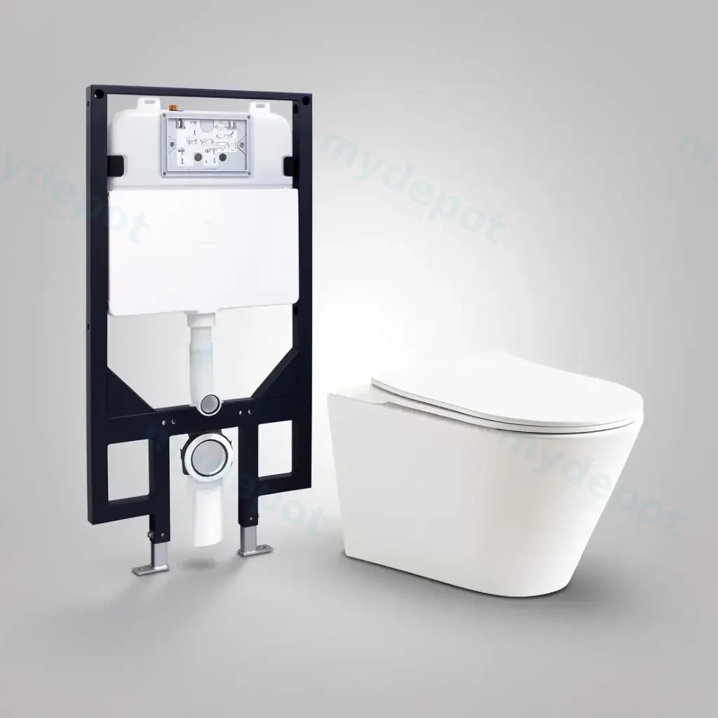 Agena R&T Inwall Wall Hung Toilet Suite Agena Tonardo Rimless Flush Wall-Hung Pan