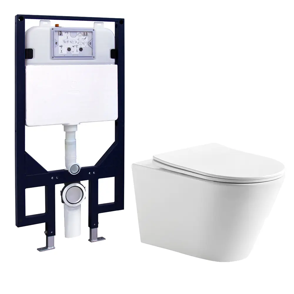 [56216] Agena R&T Inwall Wall Hung Toilet Suite Agena Tonardo Rimless Flush Wall-Hung Pan