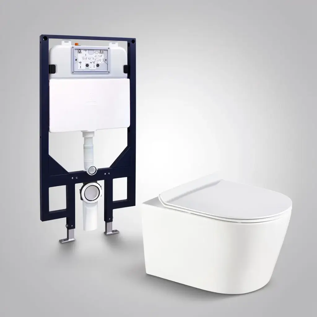 [56214] Agena R&T Inwall Wall Hung Toilet Suite Pan:Gloss White Rimless Wall Hung Pan