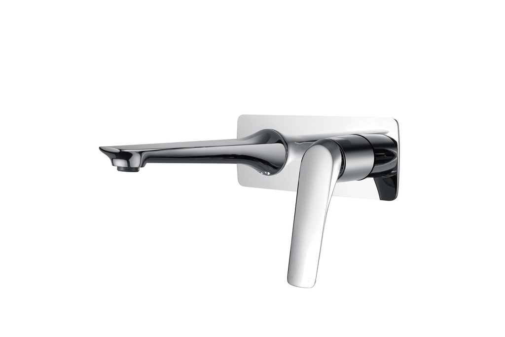 [40064] Au Square Chrome Bathtub/Basin Wall Mixer With Spout