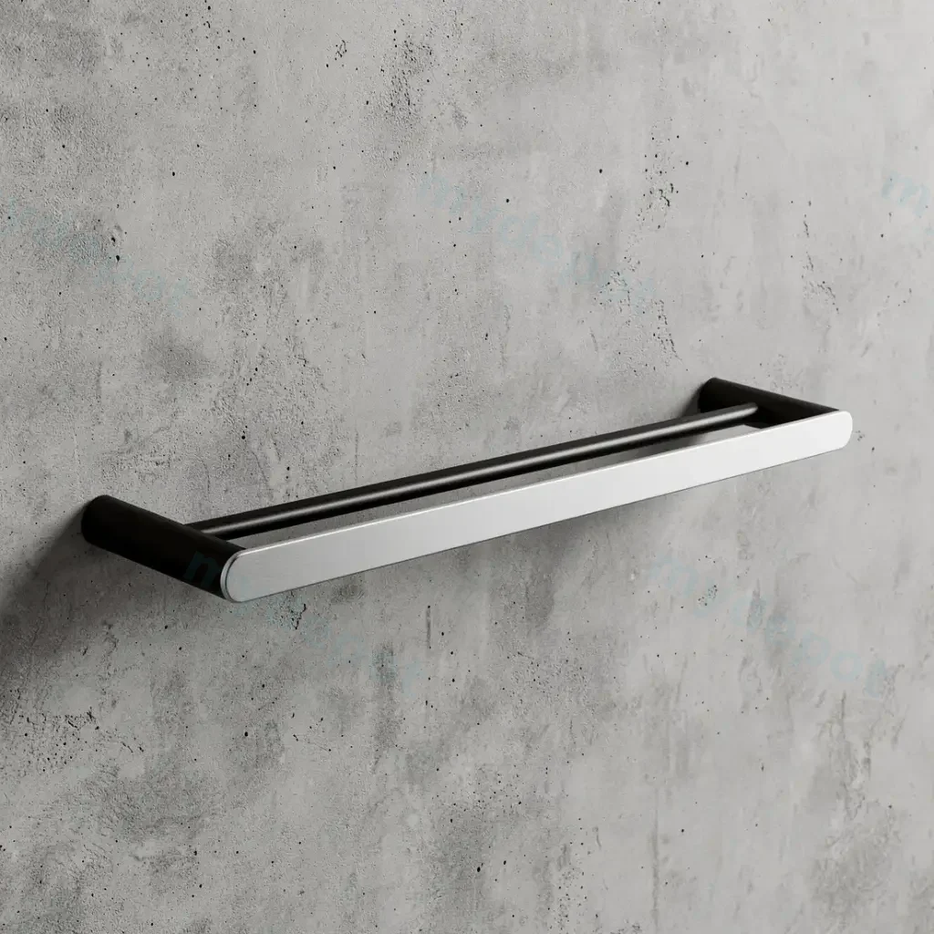 [40900] Bellino Chrome & Matte Black 600mm Double Towel Rail