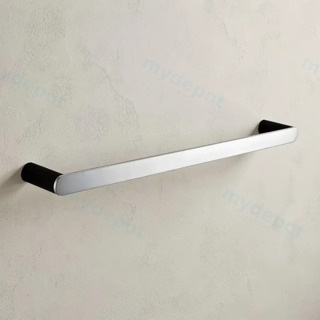 Bellino Chrome & Matte Black 600mm Single Towel Rail