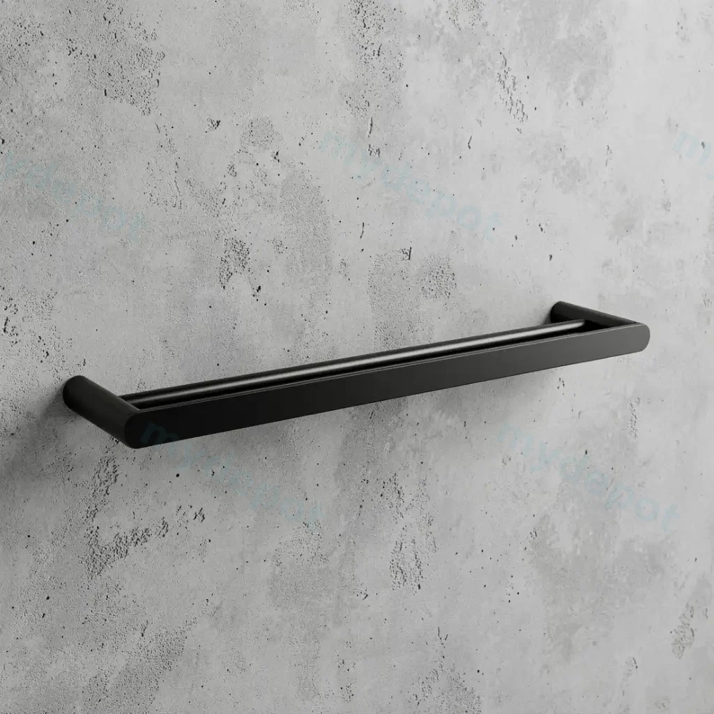 Bellino High Gloss Black 600mm Double Towel Rail