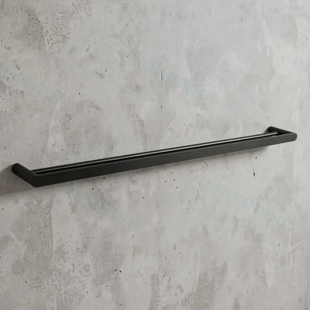 Bellino High Gloss Black 800mm Double Towel Rail