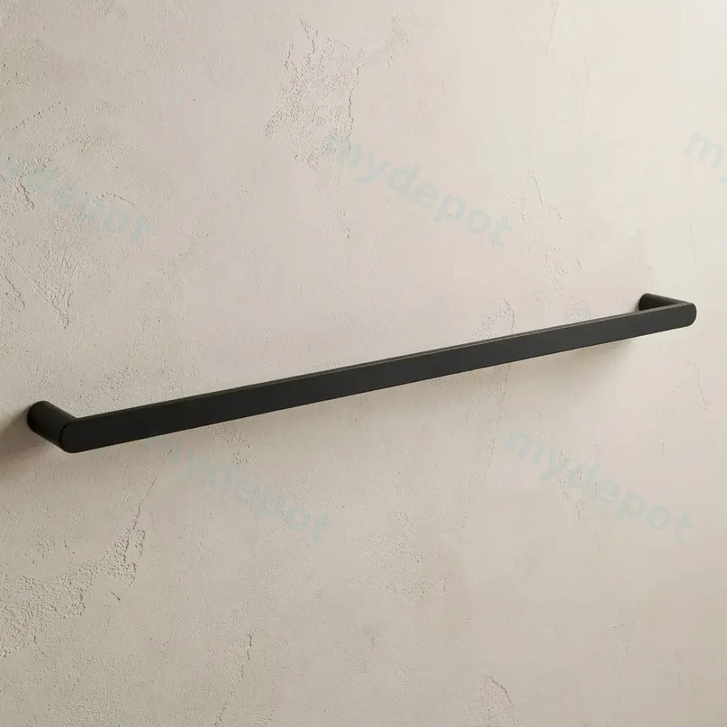 Bellino High Gloss Black 800mm Single Towel Rail