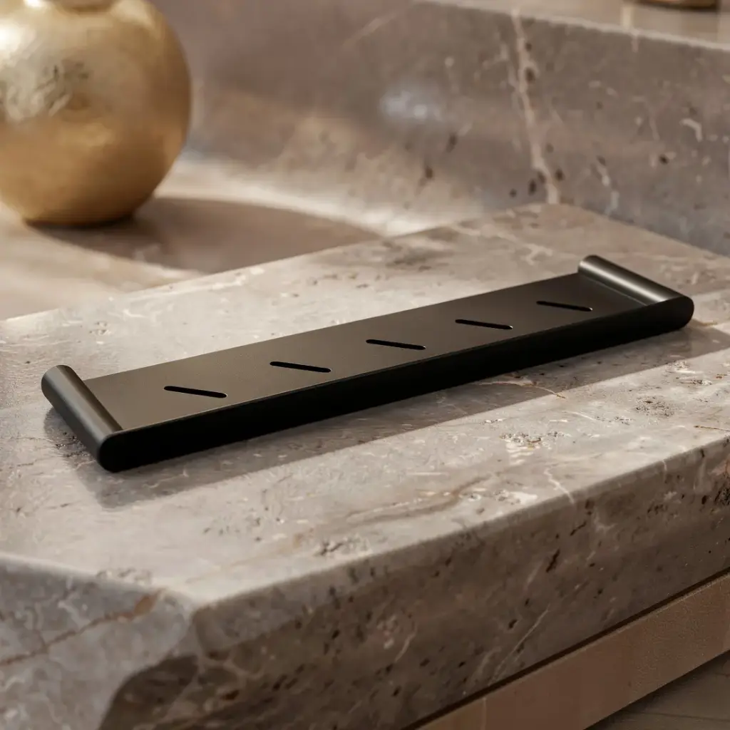 [40965] Bellino High Gloss Black Shower Shelf