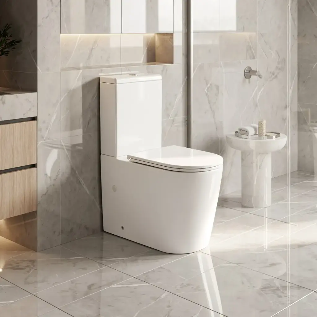 [50331] Berlin Matt White Back To Wall Toilet Suite Quiet Flushing Technology