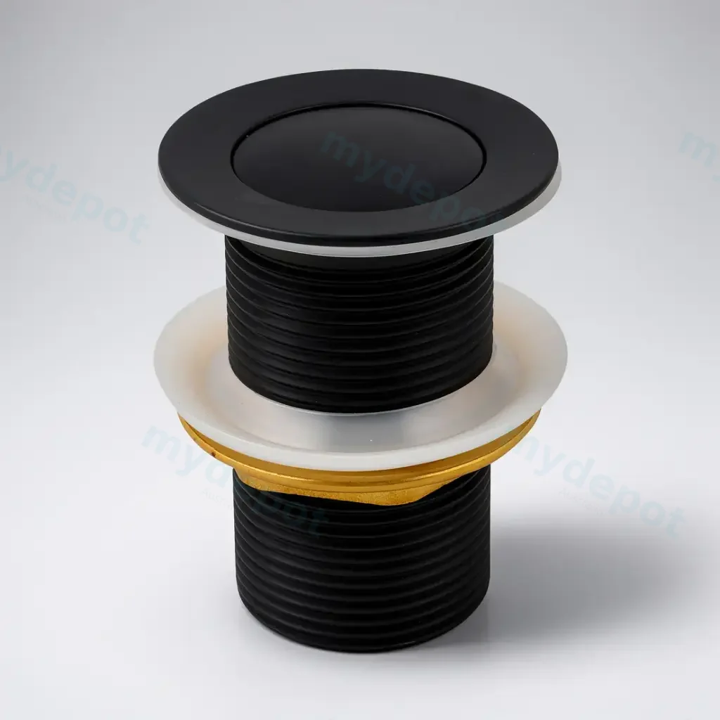 [41087] Black 32/40mm Solid Brass Basin Pop Up Waste with NO Overflow