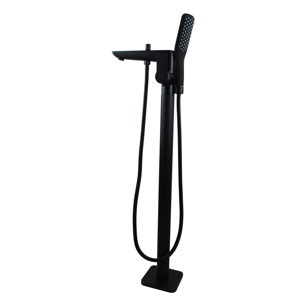 [40252] Black Floor Standing Mixer With Diverter & Handheld Shower(Brass)