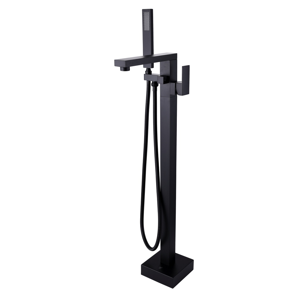 [40248] Black Freestanding Bath Mixer With Handheld Shower