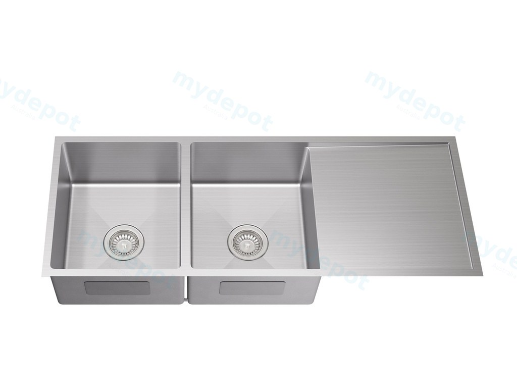 Bowl Size:340X340X230mm Overall Size:1140X450X230mm Brushed Staineless Steel Kliff Hand Made Stainless Steel Sinks