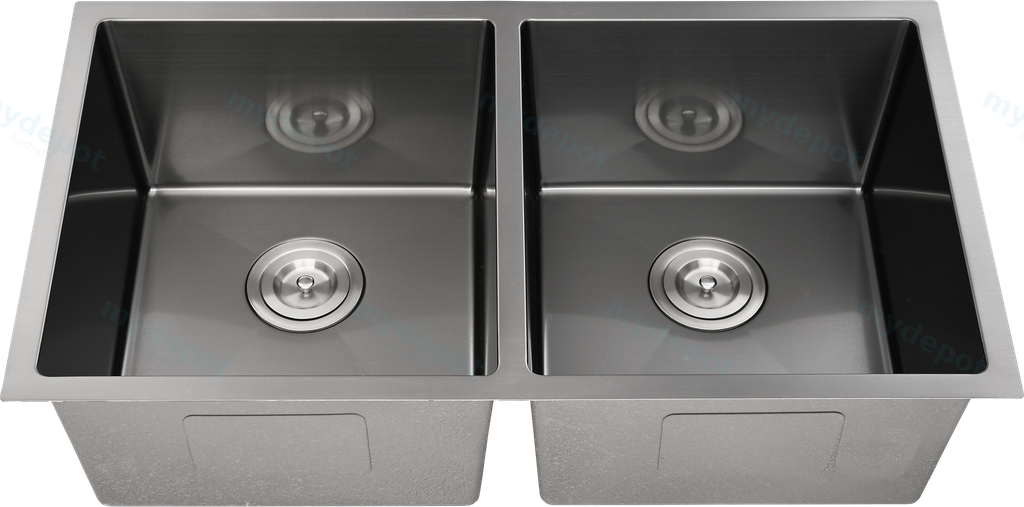 Bowl Size:350X400X230mm Overall Size:775X450X230mm Gun Metal Kliff Hand Made Stainless Steel Sinks