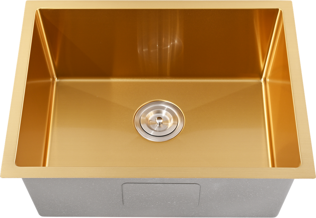 [56015] Bowl Size:540X400X230mm Overall Size:580X440X230mm Brushed Gold Kliff Hand Made Pvd Stainless Steel Sinks