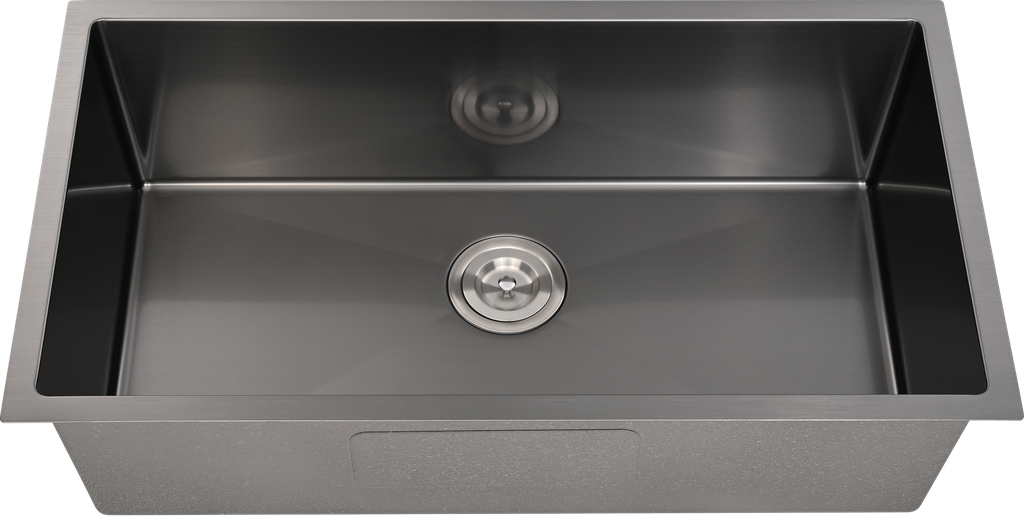 [56017] Bowl Size:720X400X230mm Overall Size:760X440X230mm Gun Metal Kliff Hand Made Stainless Steel Sinks