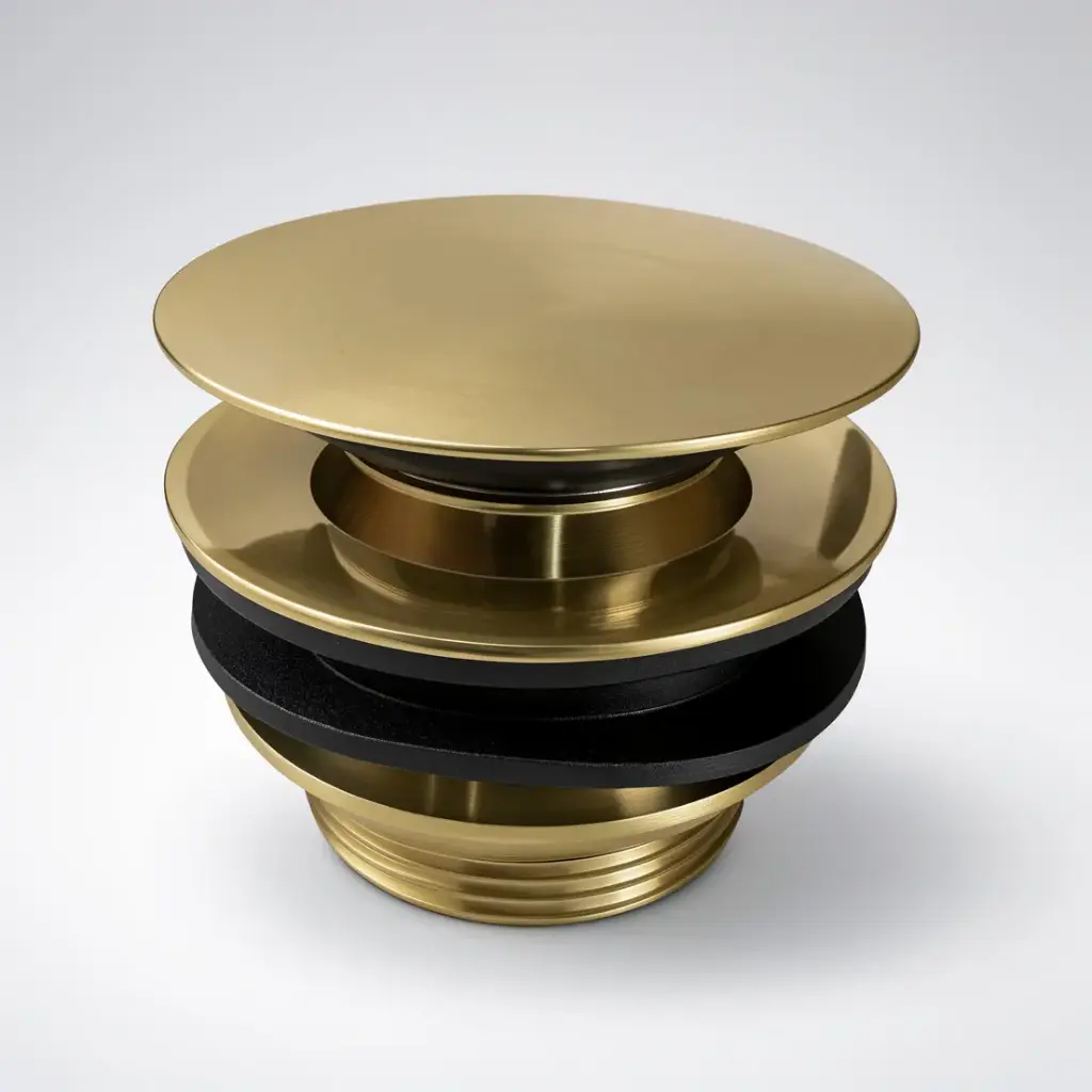 Brushed Gold Mushroom Solid Brass 40mm Bathtub Pop Up Waste Plug Non Overflow