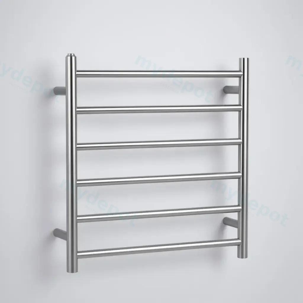 Brushed Nickel Black Electric Heated Towel Rack 6 Bars