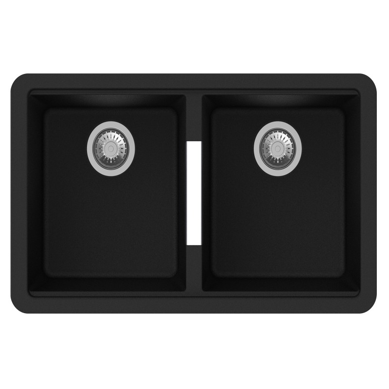 [40576] Carysil CGDB Black Double Bowl Granite Kitchen Sink 824*481*241mm