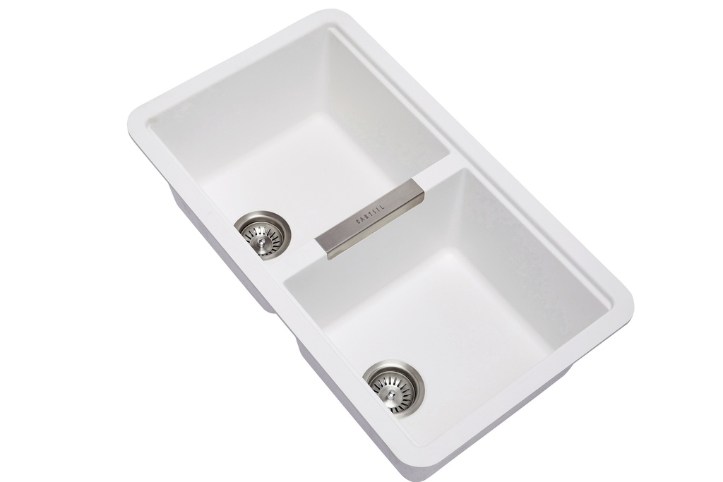 [40577] Carysil CGDB White Double Bowl Granite Kitchen Sink 824*481*241mm